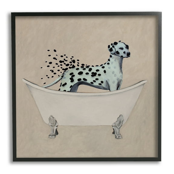 Stupell Industries Dalmatian Spots Washing Away Animals & Insects Painting Black Framed Art Print Wall Art