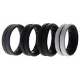 thumbnail image 1 of Juego de anillos de boda de silicona BR de línea media - Mármol de ROQ para hombres - Anillo de 4 x 10 mm, 1 of 1