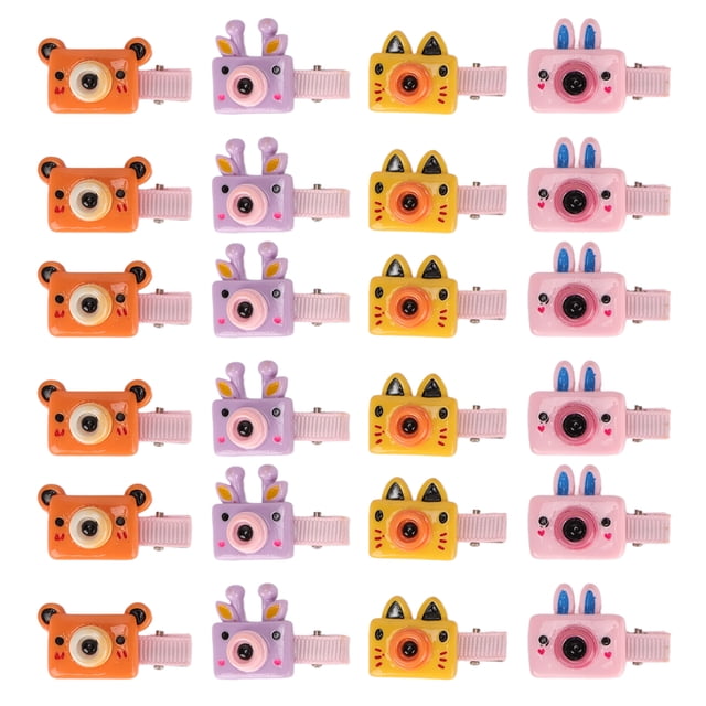 24 Uds. Pinzas para el pelo de mascotas, pasadores de pelo de perro con forma de Mini cámara bonita de resina para osito pequeño, Mini taza de té Yorkie, gatito mascota