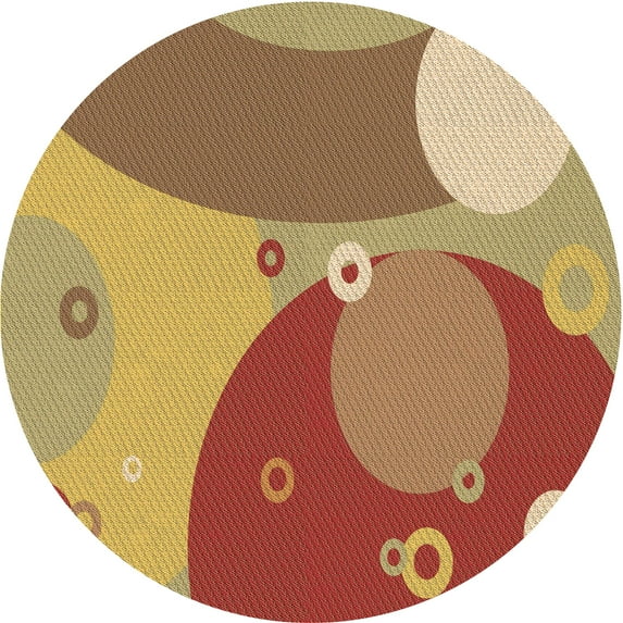 Ahgly Company Machine Washable Indoor Round Transitional Yellow Area Rugs, 3' Round