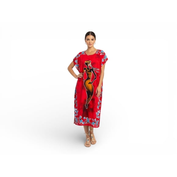Chemin de Moda Robe Midi Fluide Sans Manches à Imprimé pour Femme, Robe d'Été Décontractée à Coupe Ample