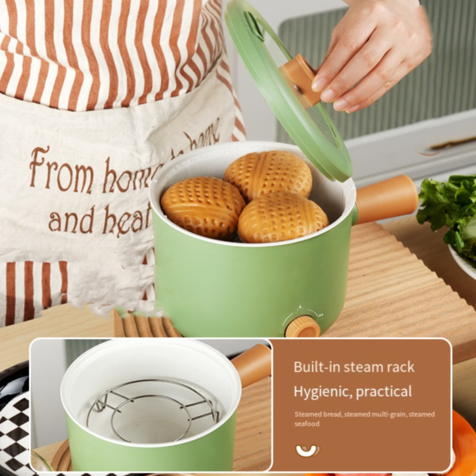 Electric Cooking Pot Multifunctional Non Stick Electric Cooking Pot 2 Gear Mini Hot Pot Cooker With Handle Electric Hot Pot Suitable For Dorm Small Families Apartments Hotel