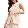 thumbnail image 4 of INSPIRE CHIC Women's Summer Suit Vest Top Sleeveless Crew Neck Button Down Business Casual Waistcoat M Beige, 4 of 5