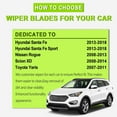 thumbnail image 3 of Windshield Wipers Replacement for Hyundai Santa Fe 2013-2018/Santa Fe Sport 2013-2018/Nissan Rogue 2008-2013,OEM Quality Premium All-Season Wiper Blades-26"+14"(Pack of 2), 3 of 7