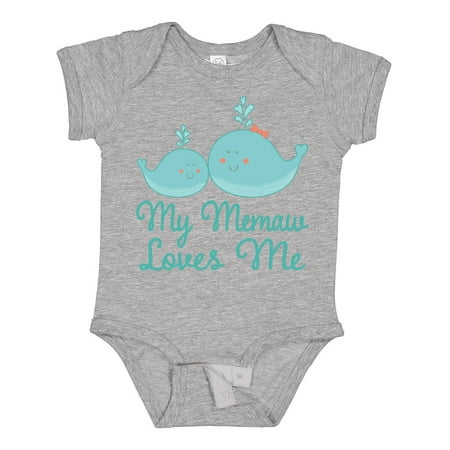 

Inktastic Memaw Loves Me Grandchild Whale Gift Baby Boy or Baby Girl Bodysuit