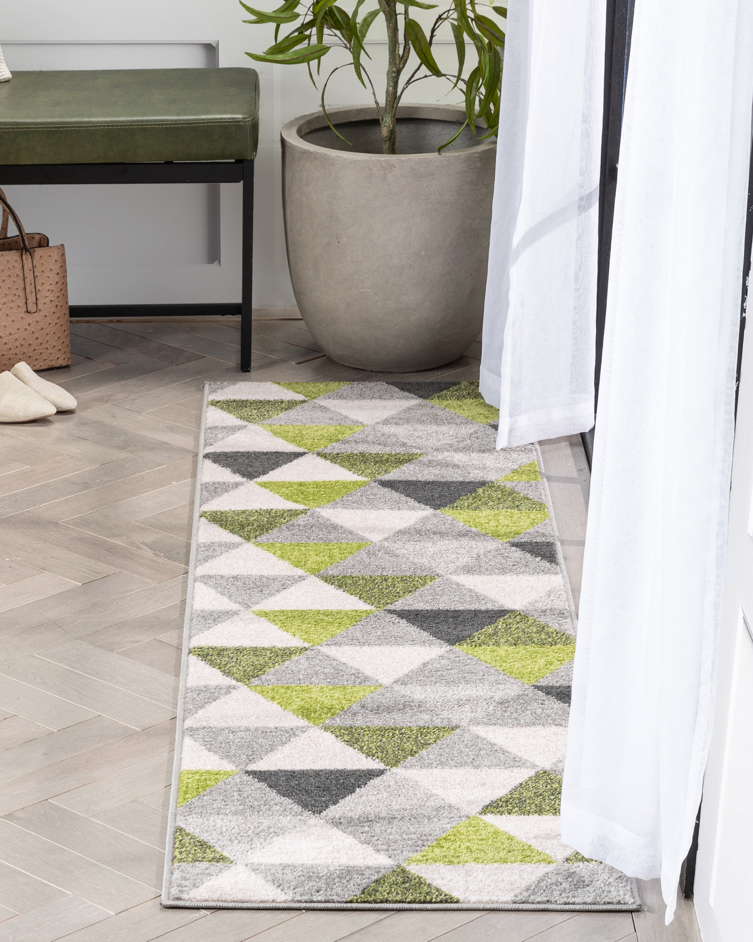 Well Woven Mystic Alvin Mid-Century Modern Geometric Green 2' x 7'3" Runner Rug
