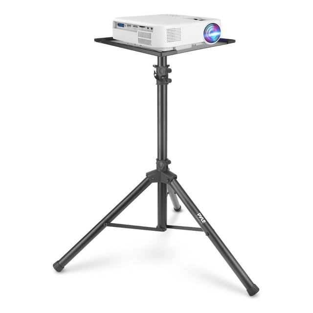 Soporte Universal para Proyector y Laptop Pyle, Tripié Ajustable en Altura y Ángulo de 107 cm a 140 cm, Plataforma de 34,3 cm x 31,7 cm, Ideal Equipos DJ, Perfecto para Escenarios y Oficinas