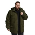 thumbnail image 3 of Soularge Men's Big and Tall Winter Coat Warm Puffer Jacket Hooded Windproof Winter Puffer Coat Army green 5X, 3 of 12