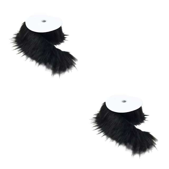 Inteprter Tela de piel peluda, artesanías cortadas para decoración de retazos, alfombra de sofá artesanal, negro negro 2Conjunto