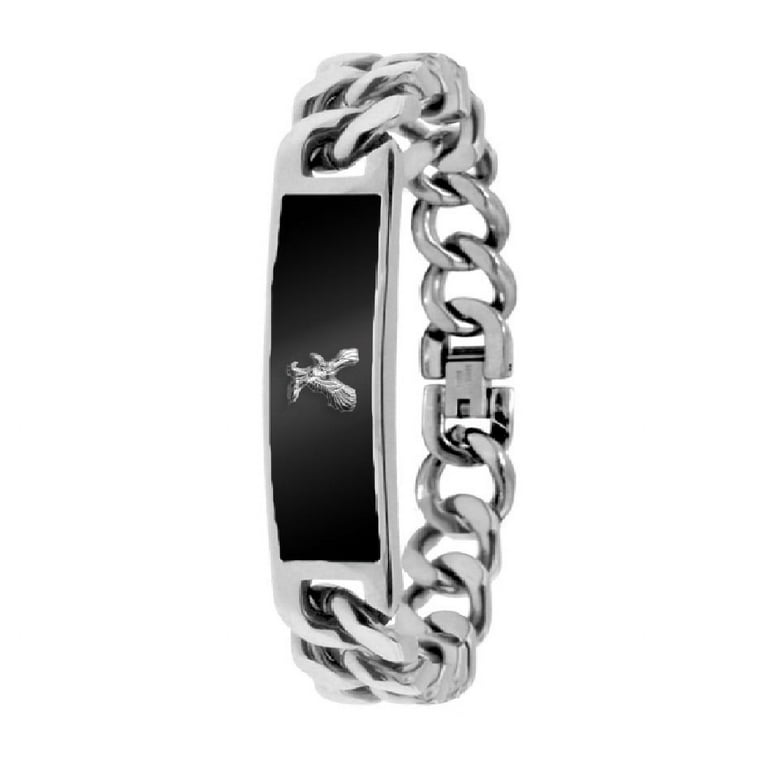American Exchange Metal Silver Black Necklace And Bracelet Set for Men