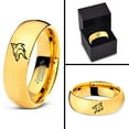 thumbnail image 4 of Tungsten Coyote Canis Canidae Watching Band Ring 7mm Men Women Comfort Fit 18k Yellow Gold Dome Polished, 4 of 4
