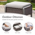 thumbnail image 6 of OPOHORO Outdoor PE Wicker Ottoman Set of 2, Patio Rattan Footstool Footrest Furniture, All Weather Outdoor Ottomans Footrest Seat with Beige Cushion for Patio and Garden, 6 of 6