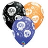 Day of the Dead Sugar Skull 11" Latex Balloons, Black Purple Orange, 50 CT