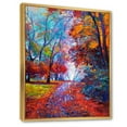 thumbnail image 3 of Designart 'Red Autumn Landscape With Little Road' Traditional Framed Canvas Wall Art Print, 3 of 5