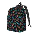 thumbnail image 1 of Disketp Multicolored Butterflies print Canvas Backpack Lightweight Travel Daypack Student Rucksack Laptop Backpack-, 1 of 5