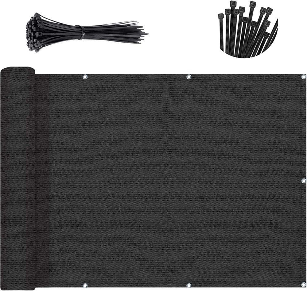 SUNNY GUARD 3'x10'Black Balcony Privacy Screen Fence ，UVProof Weather