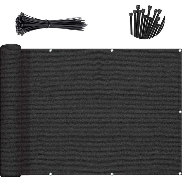 SUNNY GUARD 3'x10'Black Balcony Privacy Screen Fence ，UVProof Weather