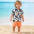 thumbnail image 2 of Baby Boy Outfits Coconut Tree Print Lapel Short Sleeve Button Shirt Top And Shorts 2 Piece Beach Wear Boys' Clothing Sets Size 18-24 Months, 2 of 8