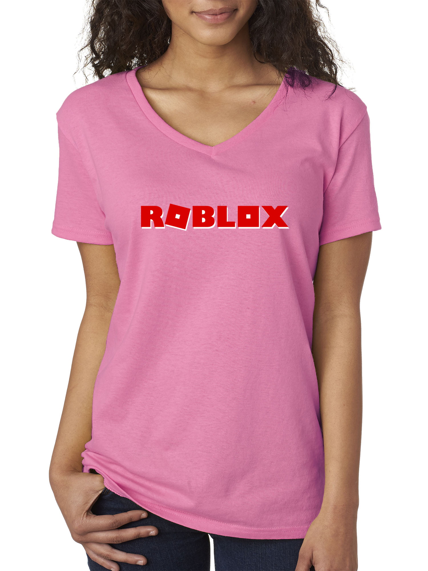 New Way New Way 922 Women S V Neck T Shirt Roblox Logo Game - new way 922 womens v neck t shirt roblox logo game filled small white