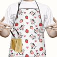 thumbnail image 2 of White Cow Strawberry Heart Pattern Apron-Garden Aprons for Women with Pockets-Cotton Linen Waterproof Kitchen Cooking Gardening Aprons Adjustable for Kitchen,Cooking,BBQ and Salon 33x27 Inch, 2 of 7