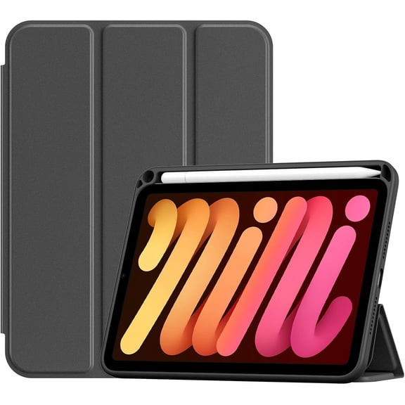 ProCase Slim Smart Protective Case with Pencil Holder for 8.3" iPad Mini 7 A17 Pro 2024/ iPad Mini 6 2021 -Black