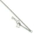 thumbnail image 1 of 14k White Gold Adjustable Heart Key 9 Inch Plus 1 Anklet Ankle Bracelet Love Wih, 1 of 6