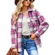 thumbnail image 1 of Abrigo A Cuadros De Manga Larga Solapa Con Botones Abajo Abrigo Informal De Mujer Simple Y Elegante Para La Vida Diaria Compras Vacaciones Citas Rosa S, 1 of 6