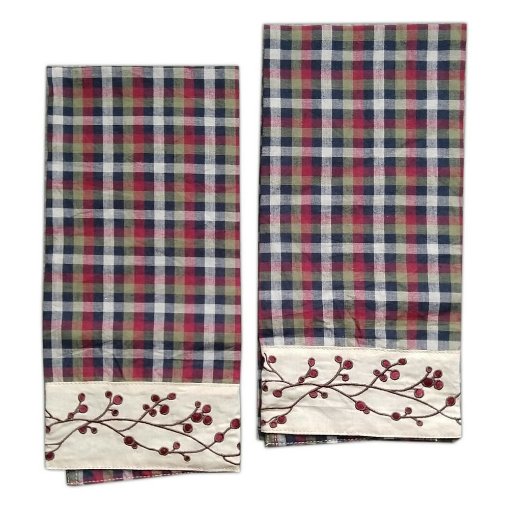 LANCASTER BERRY Rustic Primitive Kitchen Towels, Set of 2, by Country