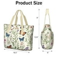 thumbnail image 3 of Tote Bag for Women - Pioneer Flower and Butterfly Shoulder Bag - Large Utility Work Duffle Bag with Zipper Handbag for Travel, Work, Sprots, 3 of 5
