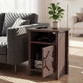 thumbnail image 3 of Homall Farmhouse Nightstand 1 Piece with Shelf and Barn Door Wood Modern Beside Tables for Bedroom Living Room, Dark Brown, 3 of 7
