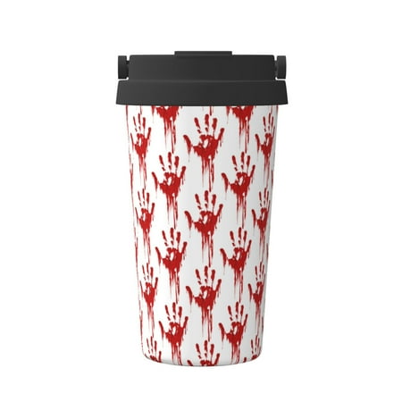 

Fuzoiu Red Bloody Scary Hands Print Stainless Steel Travel Mug Vacuum Insulated Coffee Travel Mug Reusable Coffee Cup for Hot and Cold