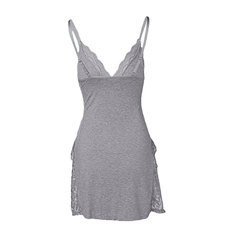 Women's Cotton Sleepwear Lace Trim Slit Nightgown Lace Trim Side Sleep Dress Slit Bowknot Decor Sleep Spaghetti Dress,Gray Women's Sleepwear XXL - Walmart.com Women's Cotton Sleepwear Lace Trim Slit Nightgown Lace Trim Side Sleep Dress Slit Bowknot Decor Sleep Spaghetti Dress,Gray Women's Sleepwear XXL - Walmart.com