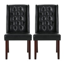 Noble House Cordella Contemporary Faux Leather Dining Chairs, Set of 2, Midnight Black