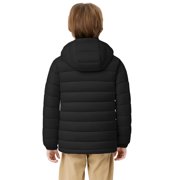 Wantdo Big Boys Insulated Winter Jacket Lightweight Packable Quilted Coat with Hood Black 14-16