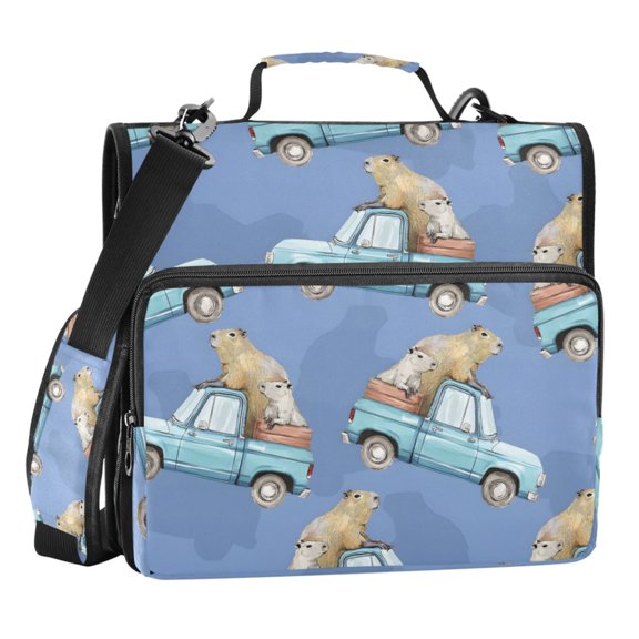 ALAZA Zipper Binder Capybara on Trucks 3 Ring Trapper Keeper File Folder Organizer Bag