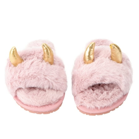 

1Pair Christmas Antlers Design Slippers Adorable Plush Winter Slippers