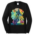 thumbnail image 2 of Wild Bobby, Colorful Horse Head Animal Lover Mens Long Sleeve Shirt, Black, Small, 2 of 3