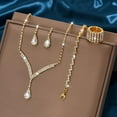 thumbnail image 3 of MUCHENGGIFT Bridal Wedding Jewelry Set Silver Rhinestone Necklace Earrings Sets Formal Costume Jewelry for Women and Brides, 3 of 4