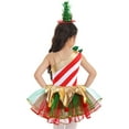 thumbnail image 2 of Aislor Kids Girls Camisole Sequins Striped Christmas Outfits Figure Ice Skating Dance Leotard Tutu Dress Red 8, 2 of 7