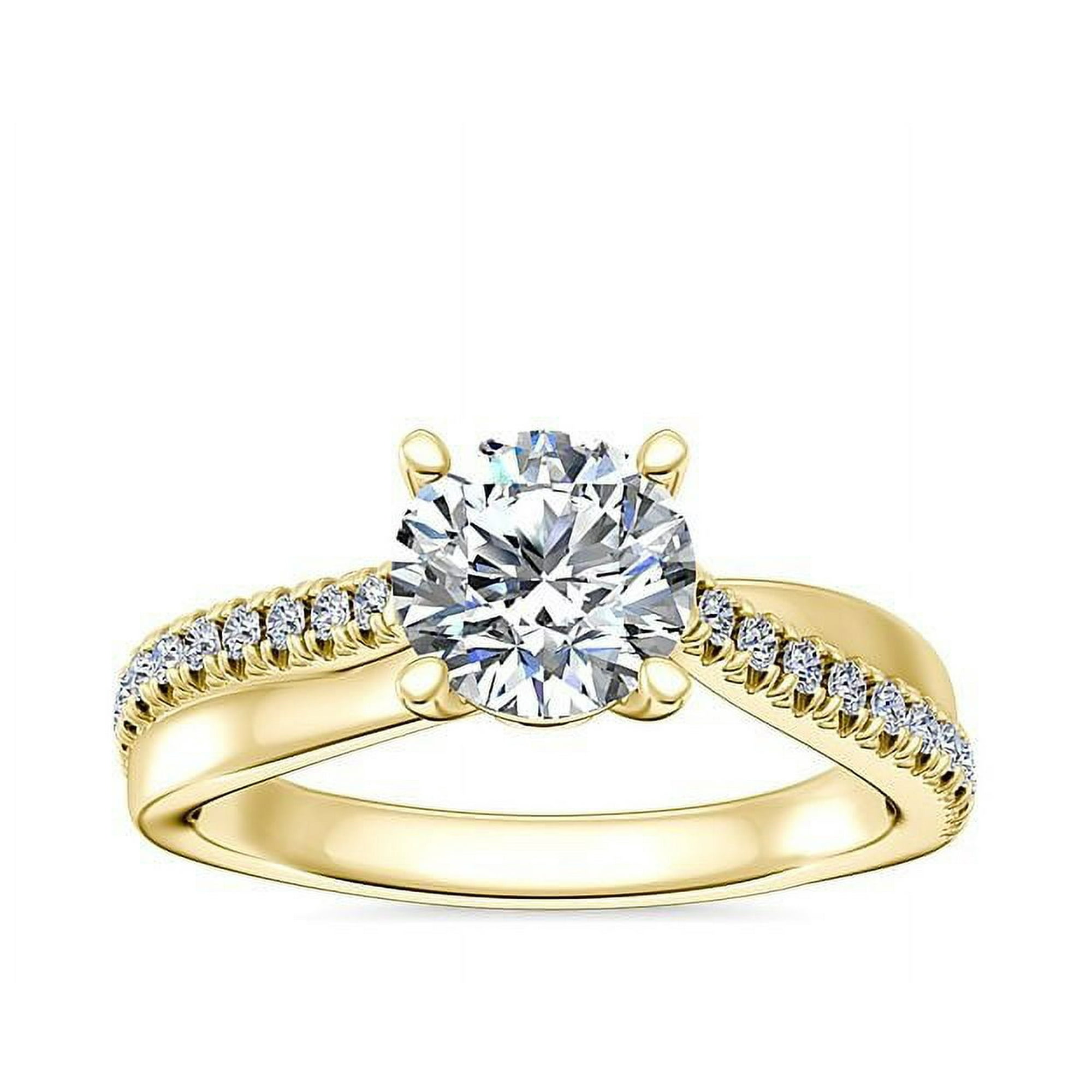 Diamond-Capitals 2.20 Ct Excellent Round Cut IGI Certified Lab Grown Diamond Solitaire Wedding Rings for Women Solid (E/VVS2) 14K Yellow Gold Size 3