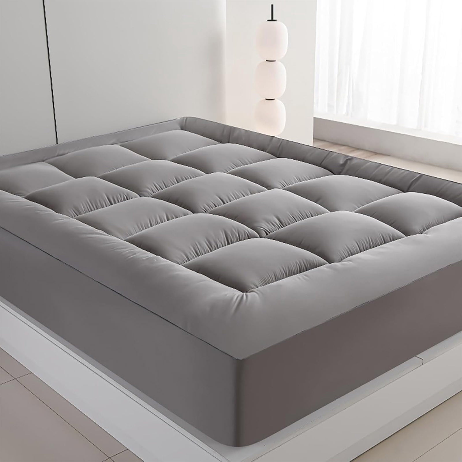 Premium Plush Soft Mattress Topper with Quilted Design, 75*39in Extra Thick Breathable Filling, Anti-Slip Bottom Mattress Pad, Cozy Bed Cover for Master Bedroom & Guest Room Bedding