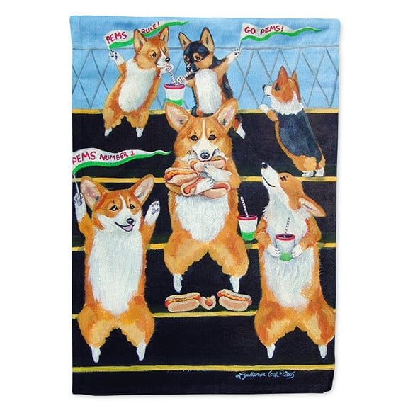 Go Team Corgi Flag Canvas House Size