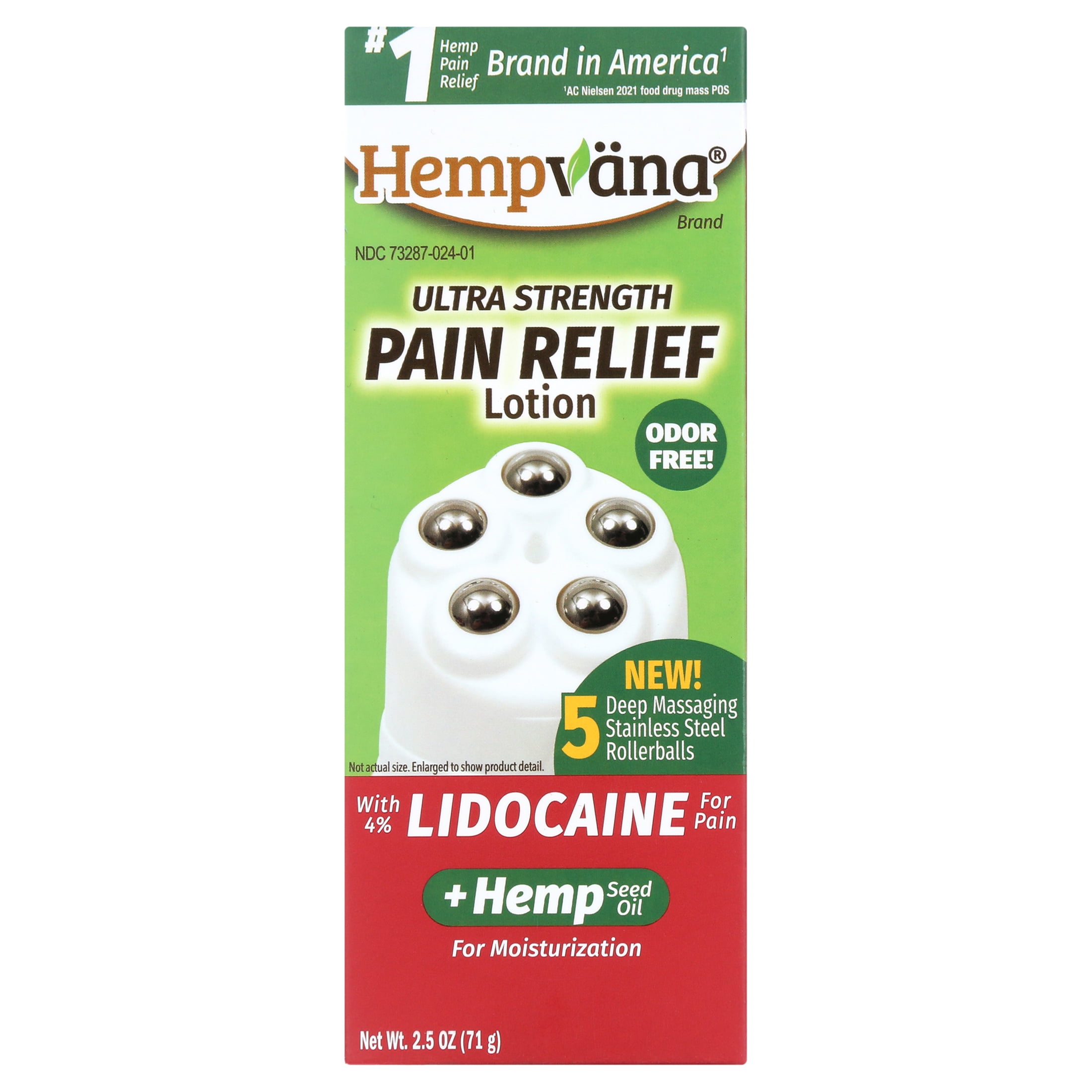 Hempvana Rollerball Lidocaine Pain Relief Lotion with Hemp Seed Oil as