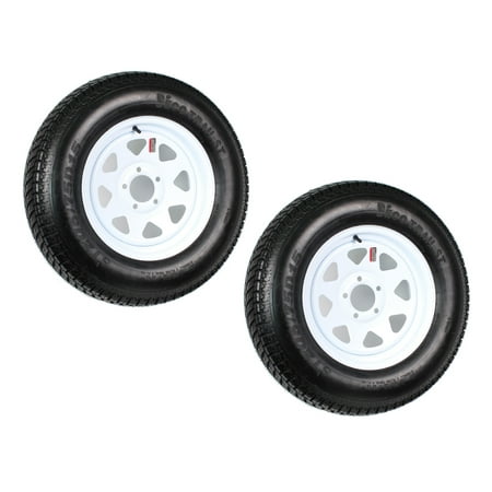 2-Pack Trailer Tire On Rim ST205/75D15 205/75 D 15 in. LRC 5 Hole White (Best Tire Size For 18 Inch Rims)