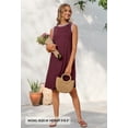 thumbnail image 3 of YOGAFOX Women's Summer Casual Beach Vacation Sleeveless Crewneck Mini Dresses(Wine,M), 3 of 7