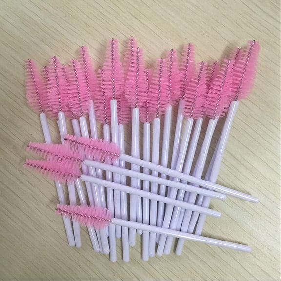 Make Up Brushes 500pcs Teardrop-Shaped Makeup Brushes Disposable Eyelash Brushes Black Wands Nylon Eyelash Comb Brushes Make Up Brushes - (Handle Color: White Wand)