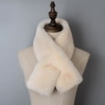 thumbnail image 3 of Cross Scarf Faux Rabbit Fur Double-sided Thickened Soft Washable Pure Color Autumn Winter Women Neck Warmer Collar Scarf for Outdoor, 3 of 8