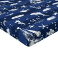 thumbnail image 2 of Ambesonne Navy Blue Fitted Sheet, Grunge Anchor Ship, Queen Size, Blue White, 2 of 3