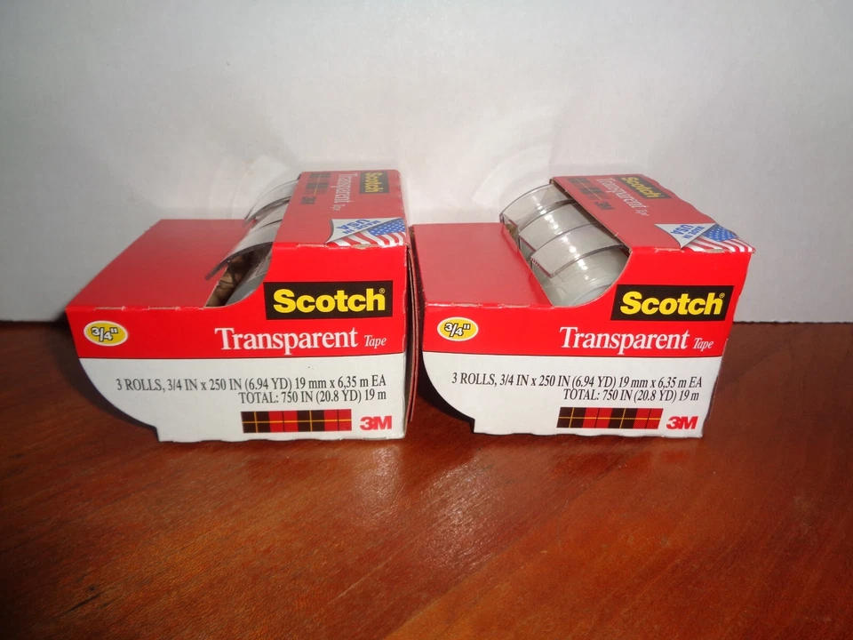 KLYNE - 2-3 Ct Packs Scotch Transparent Tape Easy Cut Dispenser Clear 3/4"X250" 6 Total