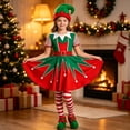 thumbnail image 6 of CUZIBR Kids Christmas Elf Costume Girl 4 PC Outfits Dresses And Socks Hat Shoes Set Long Sleeve Crew Neck Soft Photo Shoot Wear,Green,7-8 Years, 6 of 7